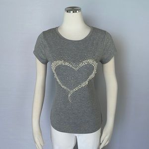Venus Pearl/Rhinestone Heart T Gray Size Small